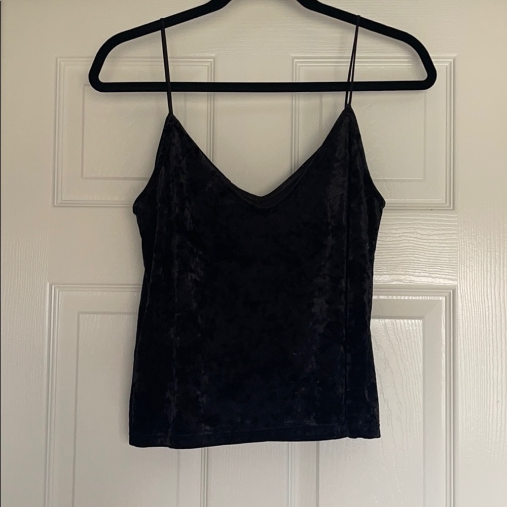 H&M DIVIDED Velvet Black Tank Top